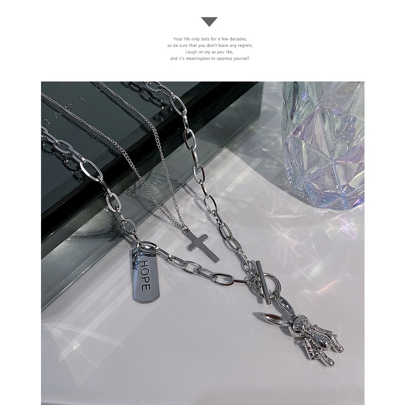 Vòng cổ Mặt Hình Thỏ Nhỏ Gấp Gọn Được Thiết Kế Thánh Giá Phong Cách Hip Hop niche Cá Tính Dành Cho Nữ