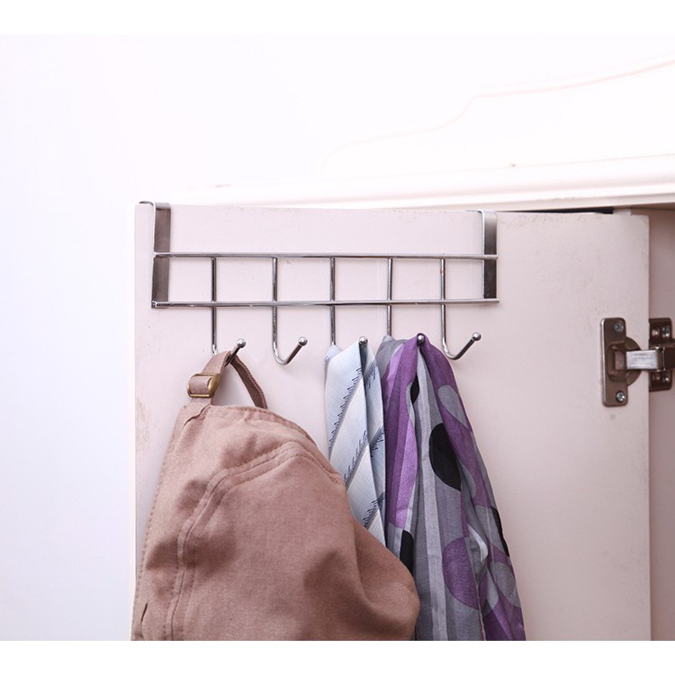 [Tổng Kho Sỉ] Khung Móc Treo Nồi INOX Gài Sau Tủ Bếp 5 MÓC KIỂU 5 - Treo Mũ Treo Đồ Sau Cánh Cửa