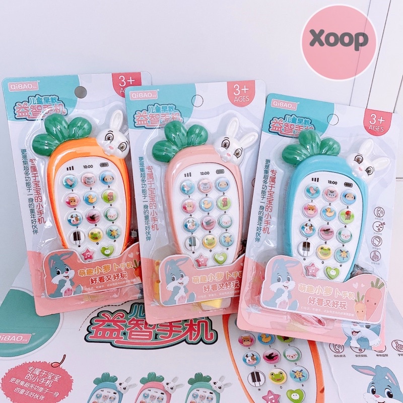 Điện thoại đồ chơi cho bé có nhạc và đèn kèm gặm nứu cho bé ( Tặng kèm kèm dây đeo kute + 3 pin AAA)