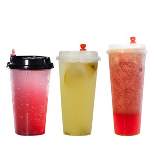 50 ly trà sữa nắp tim nhựa PP Cao Cấp 500ml (Ly trơn)