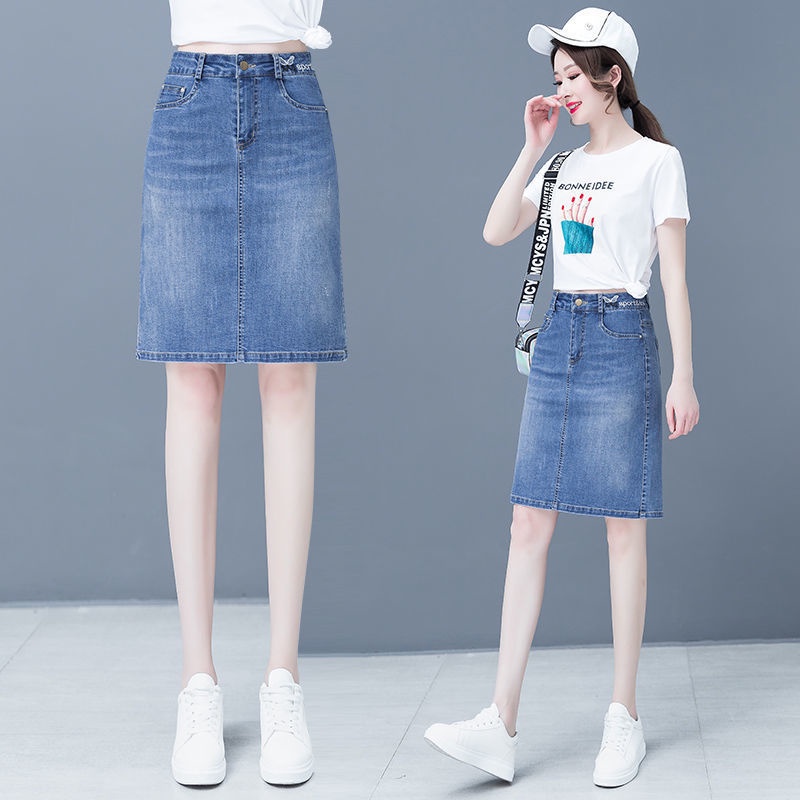 Chân Váy Denim Chữ a Lưng Cao Phong Cách Hàn Quốc Mới