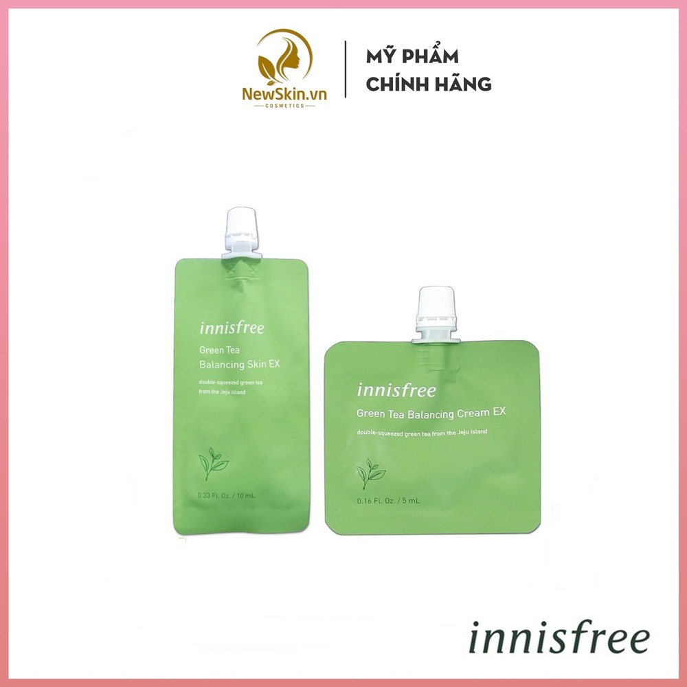 Mini Sample Nước hoa hồng và Kem Dưỡng Innisfree Green Tea Balancing EX