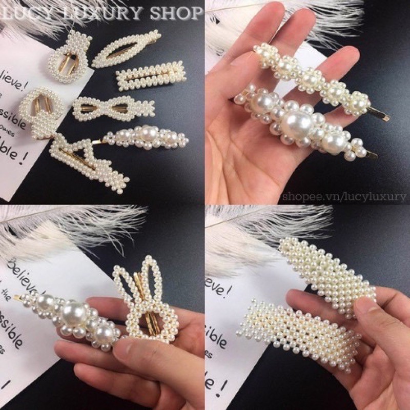 Set 20 kẹp tóc mái Hàn Quốc đính hạt siêu xinh LYMIA