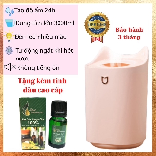 Máy phun sương khuếch tán tinh dầu Humidifier cỡ lớn 3 lít, có đèn led đổi màu