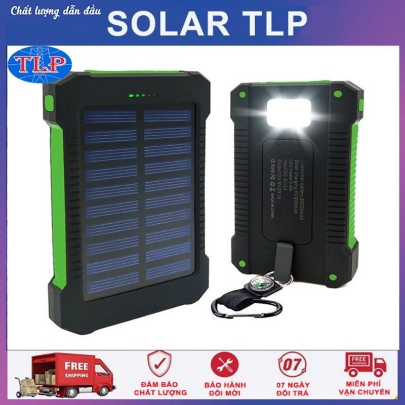 Sạc dự phòng năng lượng mặt trời chống nước, tích hợp đèn pin