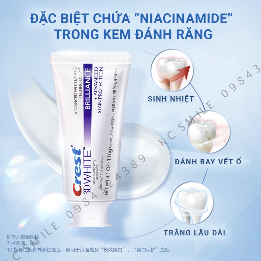 Kem đánh răng Crest 3D Brillance 90gram Chính hãng Tmall Trung - Giá Sỉ