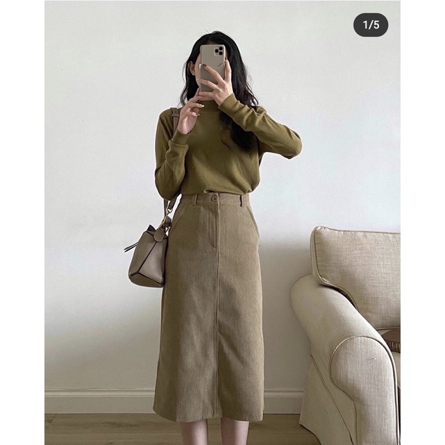 Chân váy nhung tăm dáng dài, chân váy dáng dài cạp phăng Linzstore | BigBuy360 - bigbuy360.vn