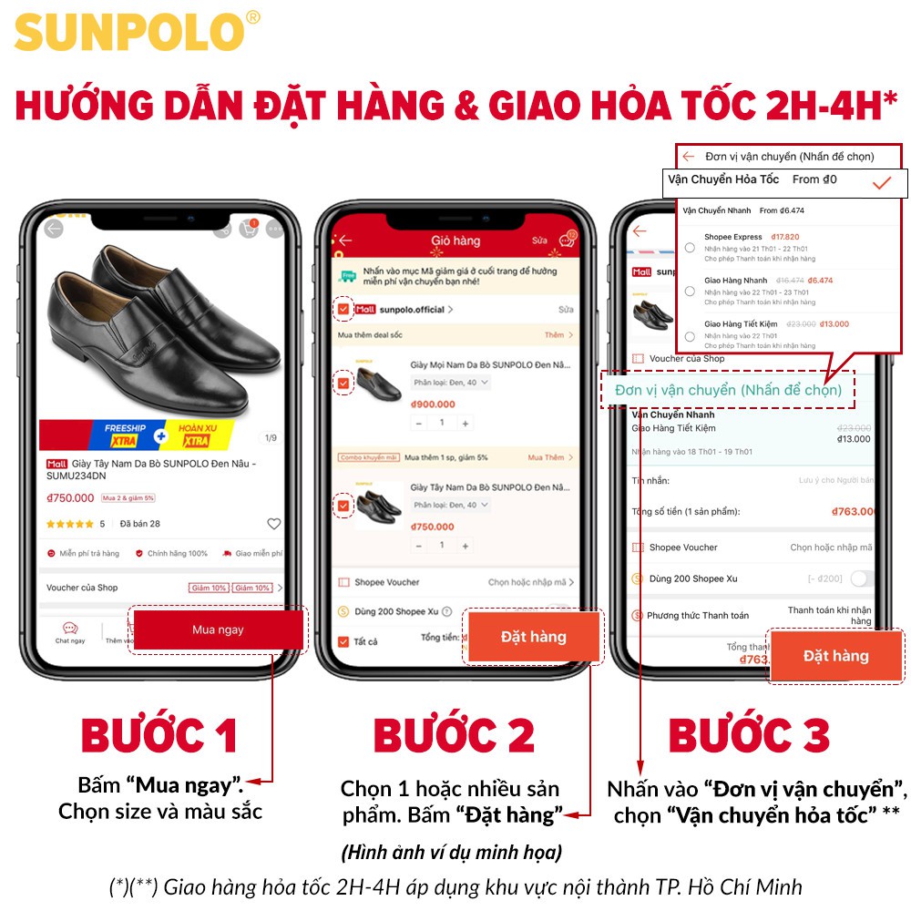 Giày Nam Da Bò Cao Cấp Mũi Tròn SUNPOLO Nâu - SUMU05