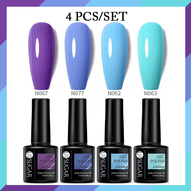 Set 4 gel sơn móng tay UR SUGAR UV lấp lánh thời trang 7.5ml