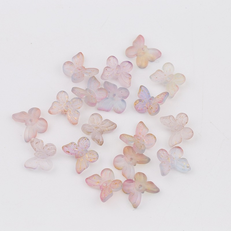 Set 20 Hạt Thủy Tinh Mini Hình Bướm Có Lỗ Làm Bông Tai Diy