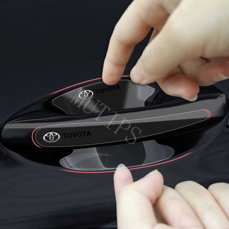 Bộ 8 Miếng Dán Trong Suốt Bảo Vệ Tay Nắm Cửa Xe Hơi Toyota Calya Razie Yaris Wish Corolla Cross Avanza Rush Kijiang Innova
