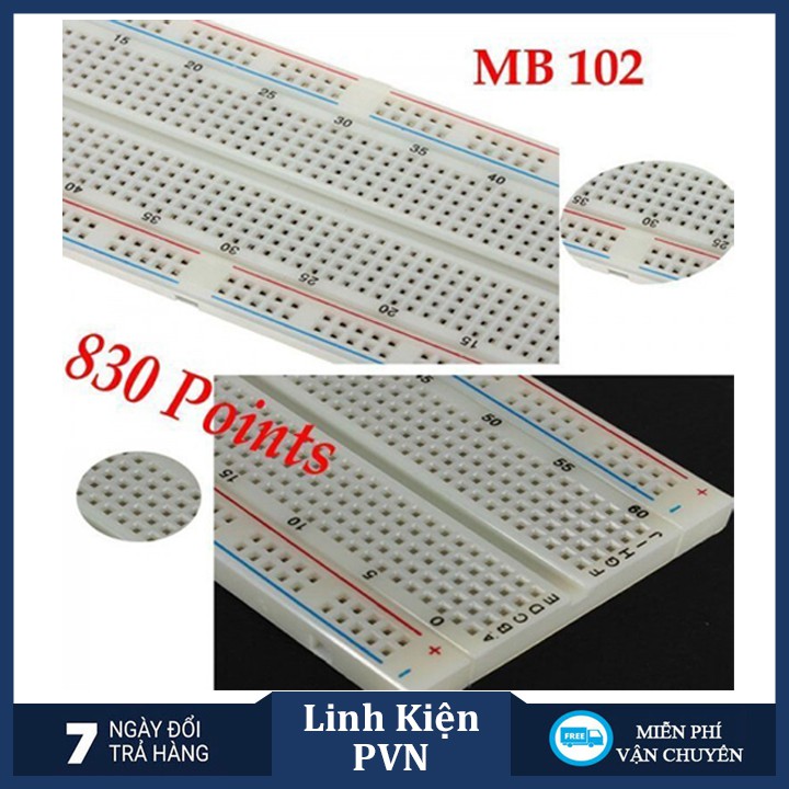Breadboard MB-102 830 Lỗ 165x55x10mm (Board test, cắm linh kiện)