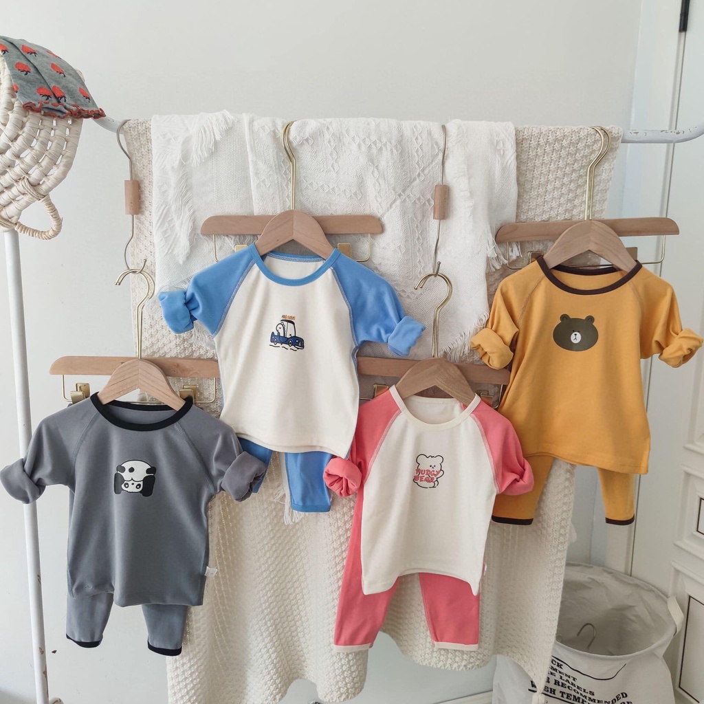 Bộ quần áo dài tay thun bông cạp cao cực ấm, style Hàn Quốc đáng yêu cho bé - from Jamie Studio
