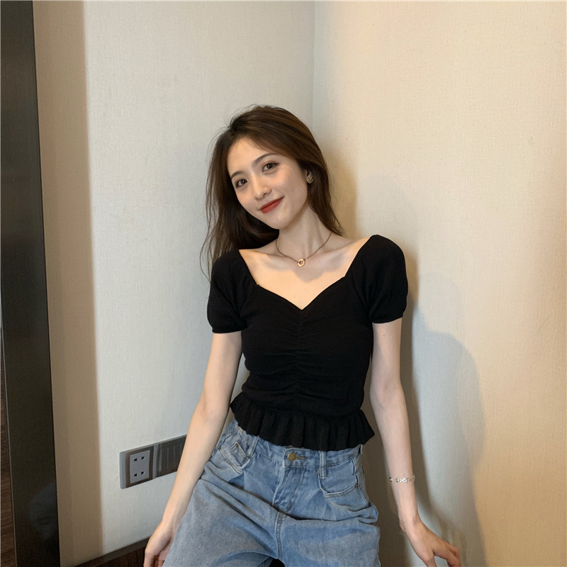 Áo Croptop Ngắn Tay Gợi Cảm Cho Nữ Kiểu Hàn Quốc 2021 | BigBuy360 - bigbuy360.vn