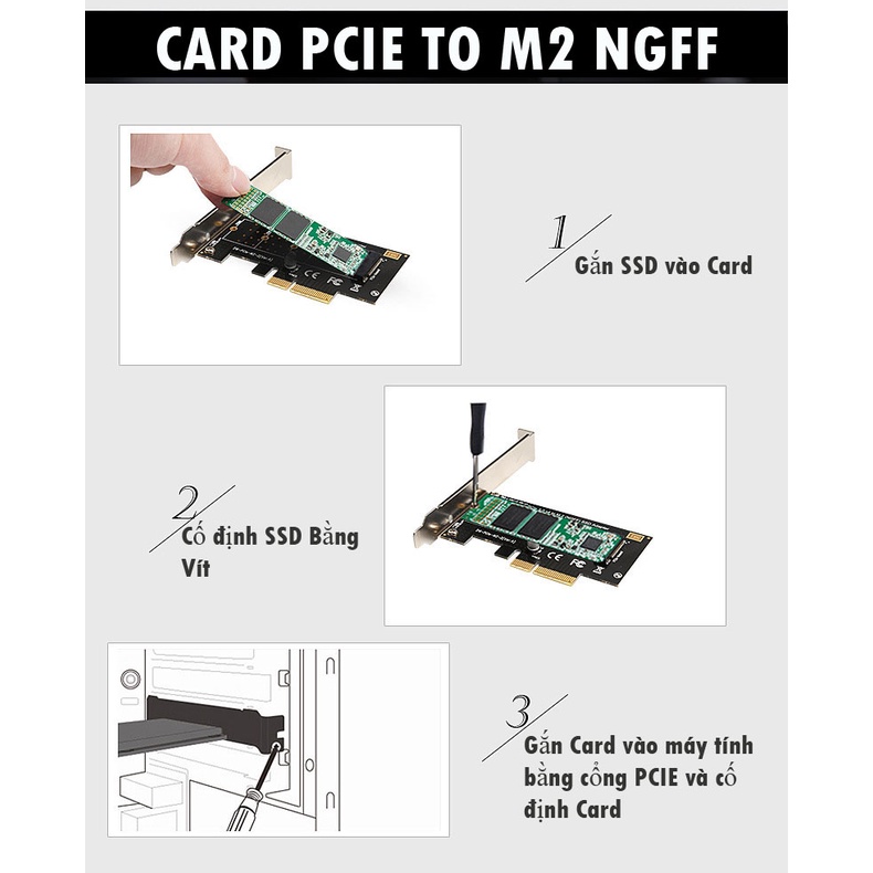 Card Adapter chuyển đổi SSD M.2 NGFF to PCI-E 4x - M2 NGFF Adapter, Tặng Kèm Ốc , Vít