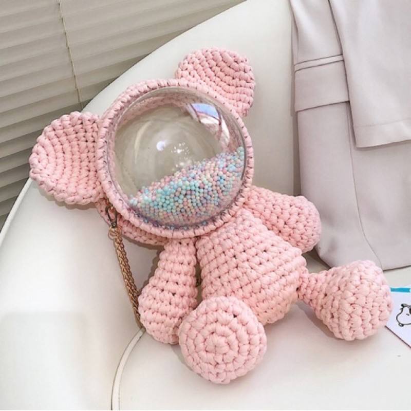 set làm túi tự đan con gấu tại nhà( có làm sẵn )