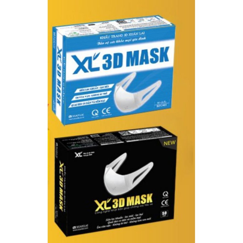 ( Mẫu mới) Hộp 50 chiếc khẩu trang 3D mask XL Xuân Lai hộp đen