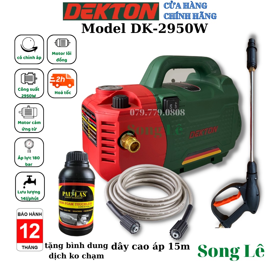 Máy Rửa Xe Dekton DK 2950 - Có chỉnh áp - Hàng Metabo Đức - 2950W - Đồng 100%