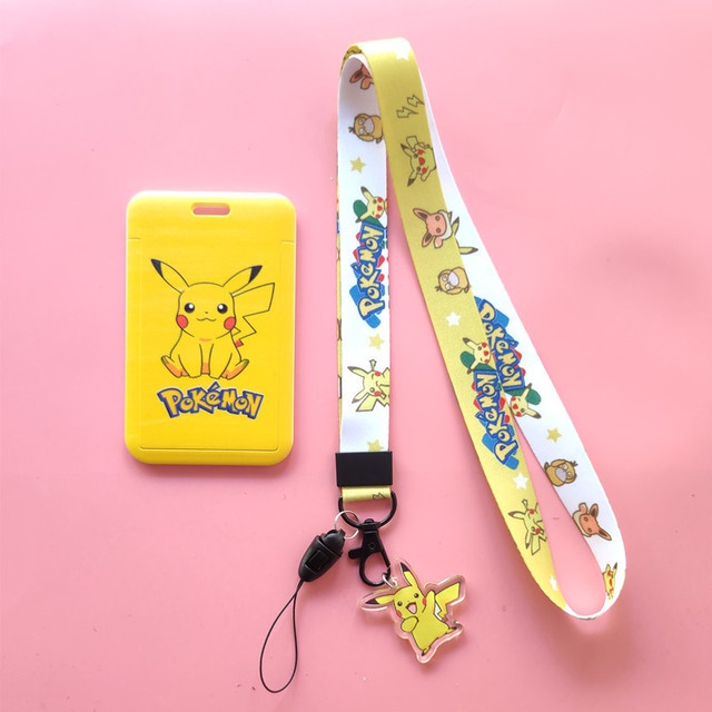 Dây Đeo Thẻ ID / Thẻ ID Bằng PVC In Hình Pokemon Pikachu Dễ Thương Cho Bé
