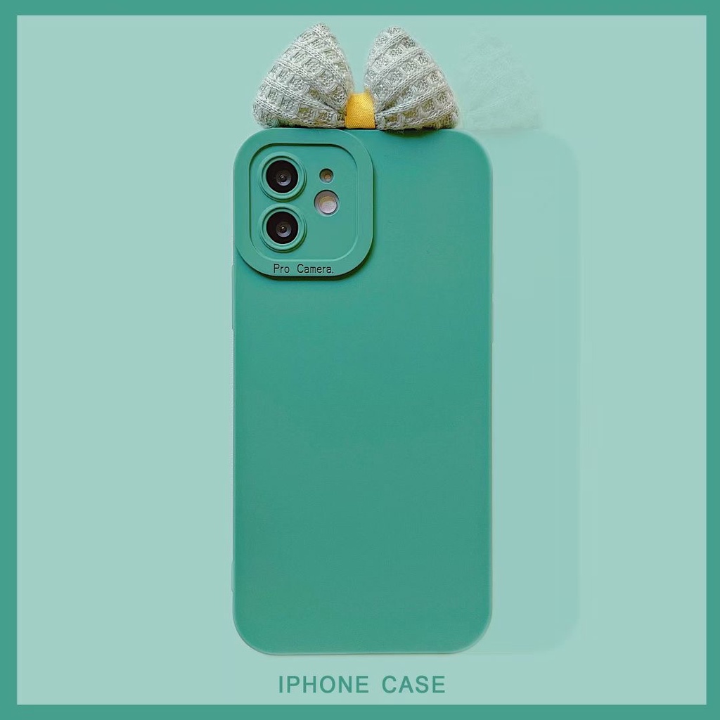 Ốp Điện Thoại Mềm Đính Nơ Màu Xanh Lá Cho Iphone 14promax 13 proamx 12 pro max 11 pro max xs max 13 romax xr x 7 8plus