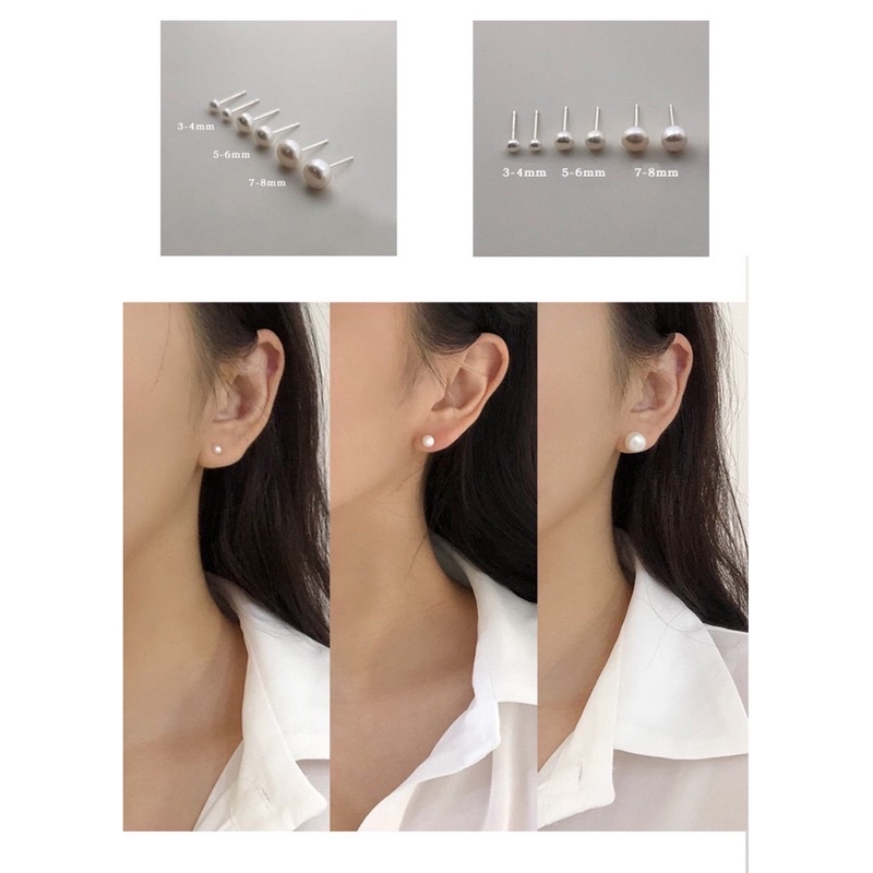 Khuyên tai bạc nữ, Khuyên tai ngọc trai nhân tạo gắn bạc nguyên chất