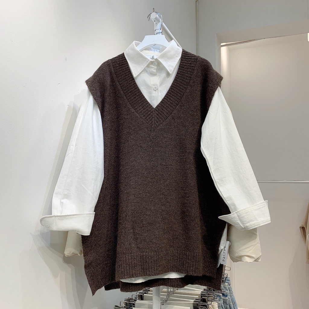 210775 Áo gile len họa tiết nữ ulzzang , áo len nữ freesize ( không kèm sơ mi ) | BigBuy360 - bigbuy360.vn