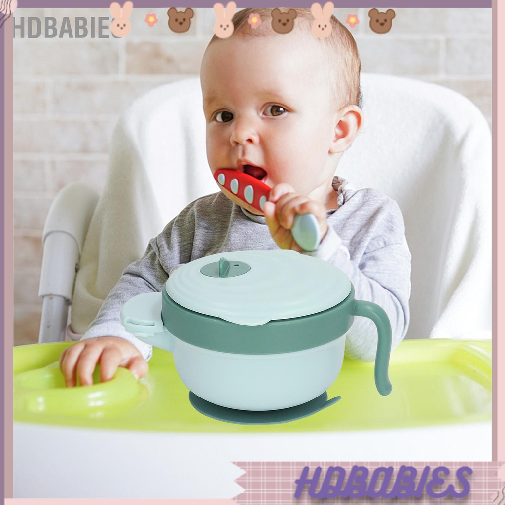 HDbabies Bát cách nhiệt cho bé Máy rửa bát bằng lò vi sóng An toàn thép không gỉ có thể tháo rời ăn trẻ sơ sinh với đế hút