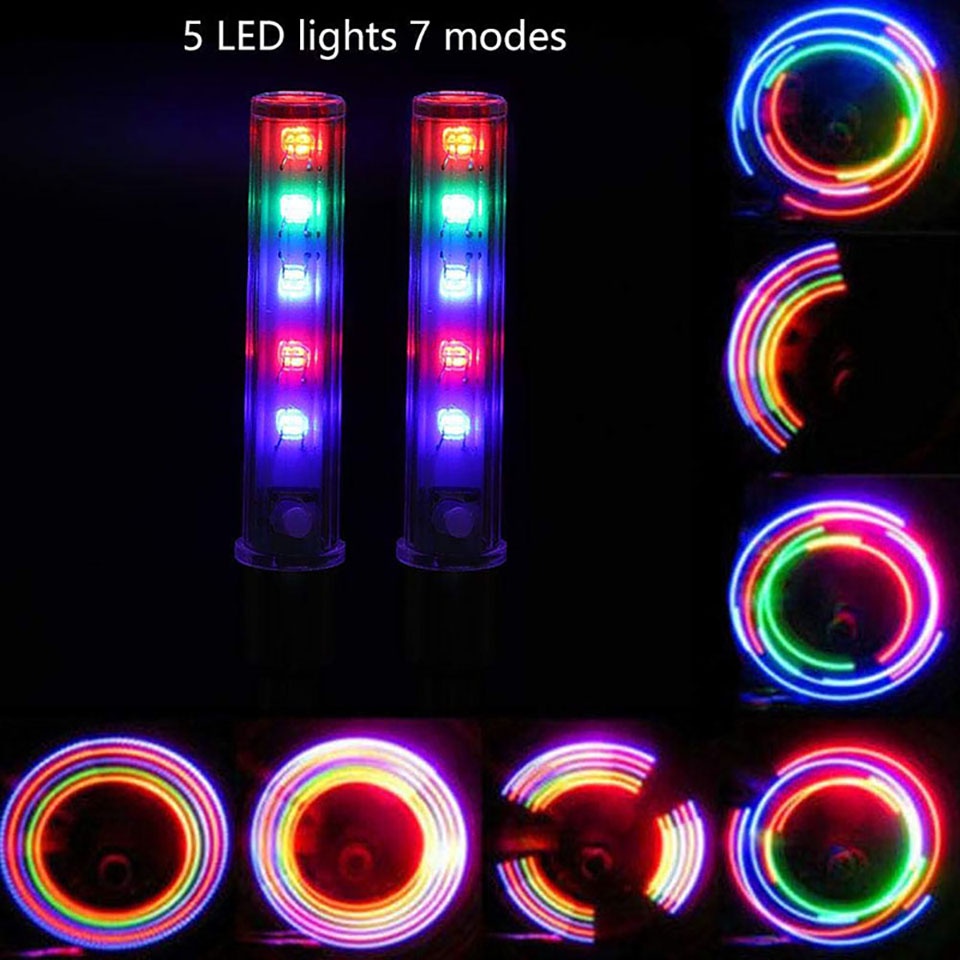 GTUBIKE 1 / 2 Van Xe Đạp Có Đèn LED 5 Bóng Nhiều Màu Sắc Bắt Mắt Tiện Dụng