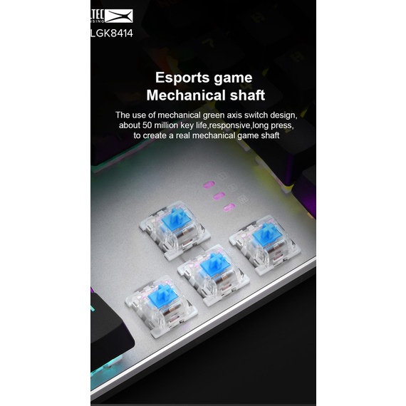Bàn phím cơ Blue Switch ALTEC LANSING ALGK8614 tích hợp 20 kiểu led và 3 cụm led game - kèm đế kê tay (Đen)