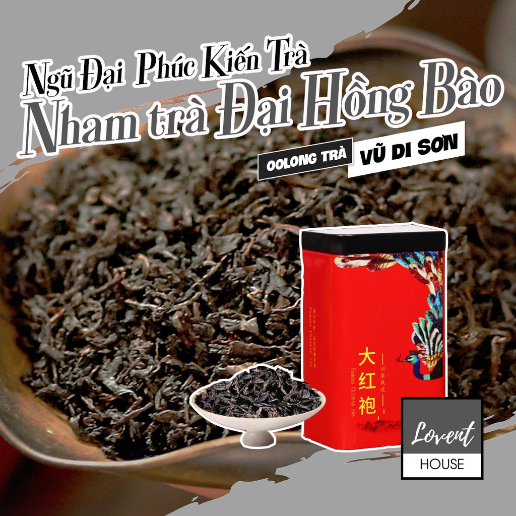 Trà Oolong Nham Trà Đại Hồng Bào  -Ngũ đại danh trà Phúc Kiến -Hộp thiết khổng tước 100g [Lovent House]