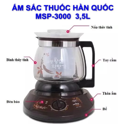 [Mã ELHADEV giảm 4% đơn 300K] Ấm sắc thuốc tự động Hàn Quốc Morning- Sense MSP-3000