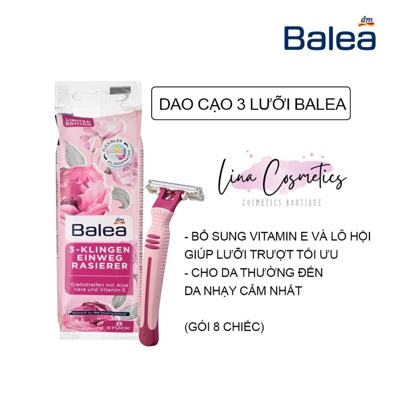 Dao cạo lông body nách tay chân vùng kín ria mép 3 lưỡi vitamin e Balea ĐỨC