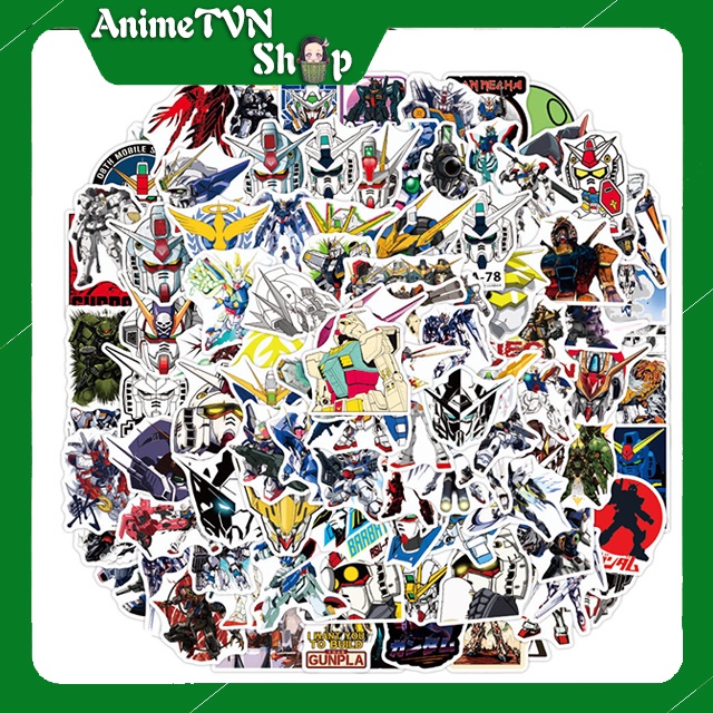 Miếng dán Sticker Anime Manga Robot Gundam trọn bộ 100 hình - In rõ ràng sắc nét khó tróc