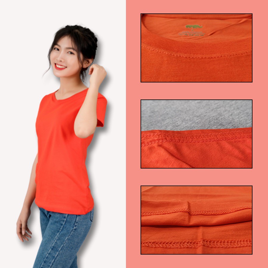 Áo thun nữ trơn Gold Rhino cam kết chuẩn cotton 100%, áo phông nữ trơn hàng xuất khẩu Nhật Bản, đa dạng 33 màu sắc