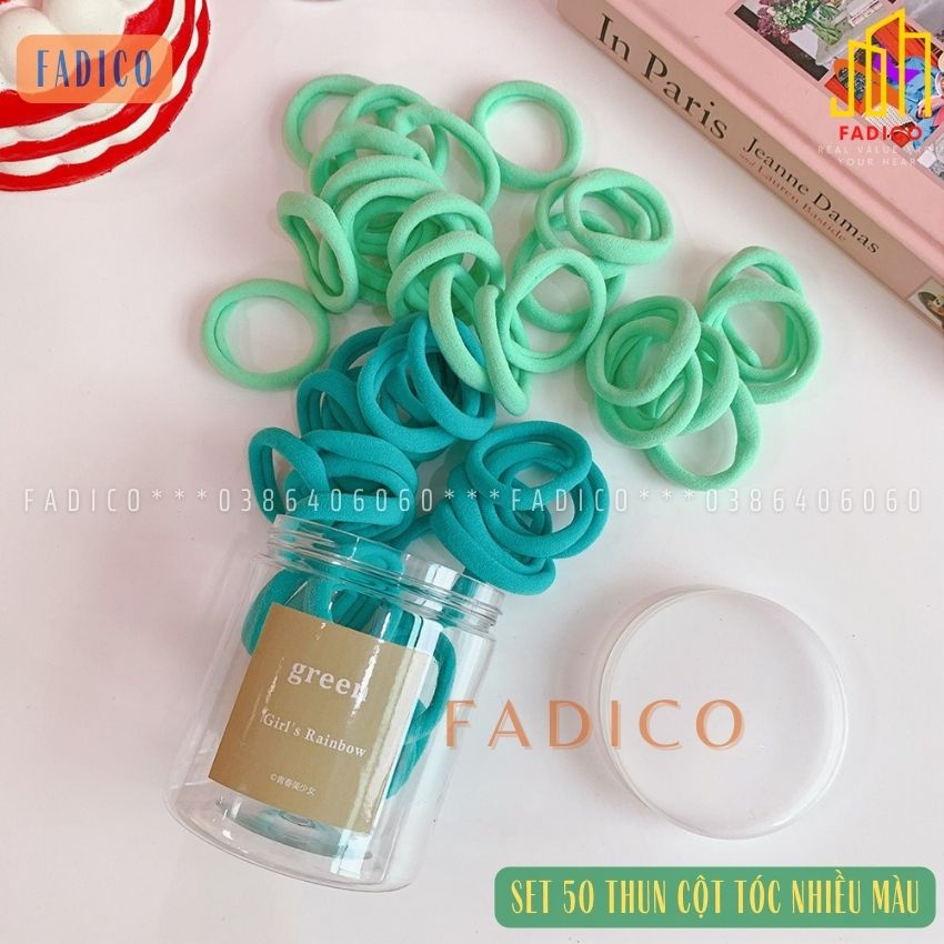 [HCM]set 50 Dây Cột Tóc,Chun cột tóc Co Giãn Nhiều Màu Sắc Dễ Thương Dành Cho Nữ-FADICO