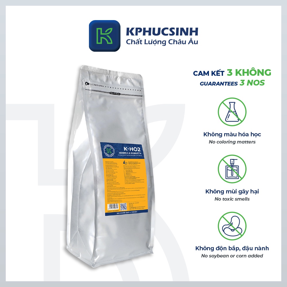 Cà phê rang xay xuất khẩu K-HO2 1kg/gói KPHUCSINH - Hàng Chính Hãng