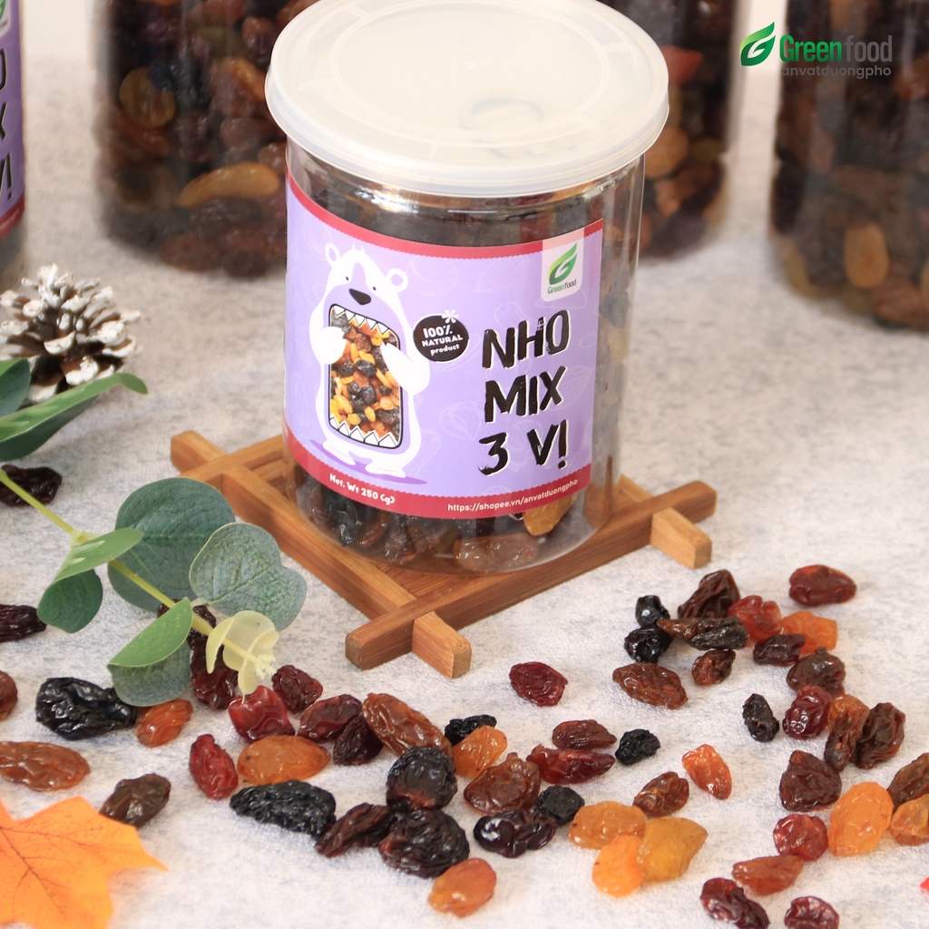 Nho khô mix 3 vị GreenFood 100% tự nhiên tốt cho sức khỏe
