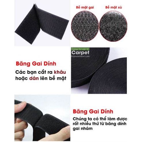 Băng gai dính khóa nhám gai, miếng dán vải 2 mặt dán các vật dụng khổ 3cm