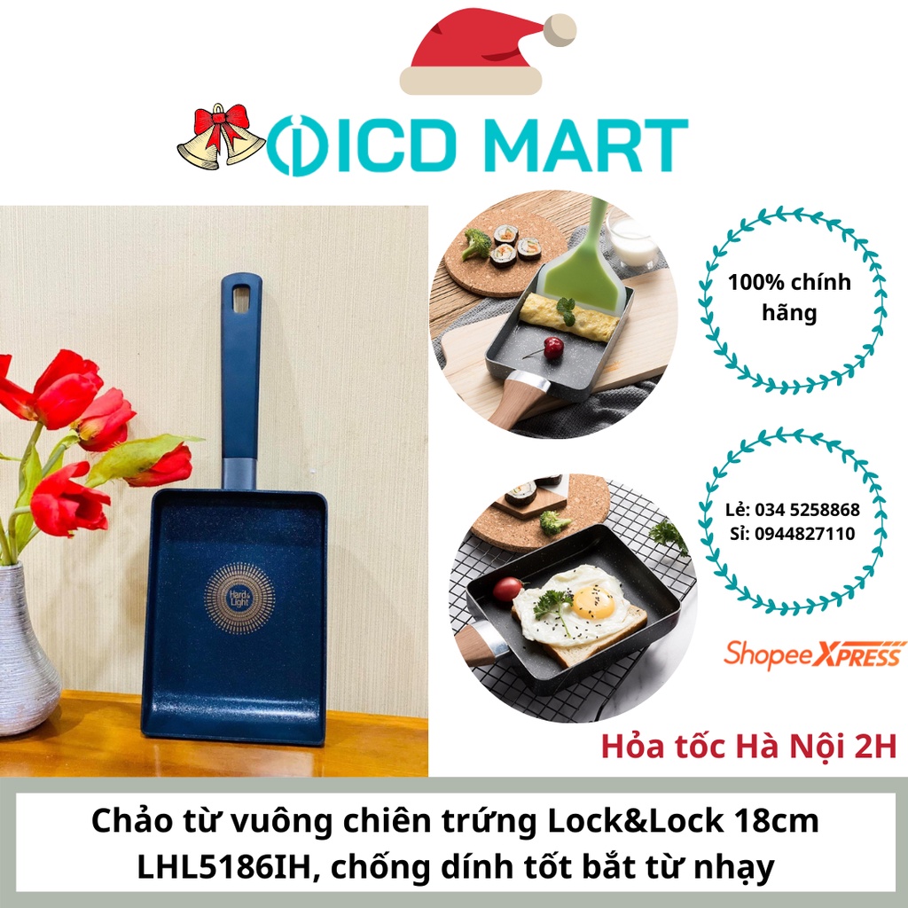 Chảo hard light chiên trứng, làm cơm cuộn Lock 18cm, LHL5816IH, chống dính tốt bắt từ nhạy, an toàn sức khỏe