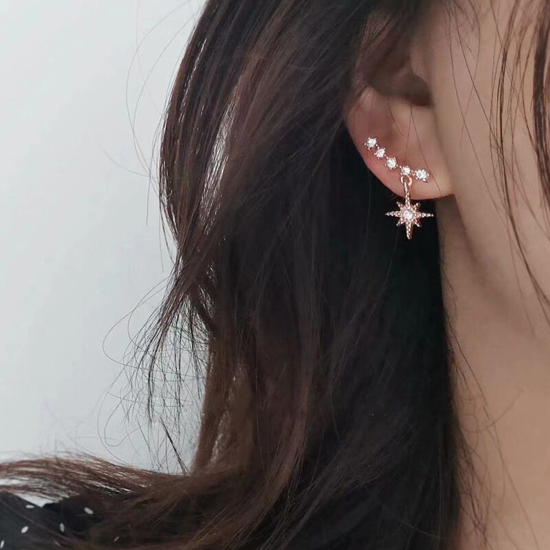 Đôi Bông Tai Hình Ngôi Sao Đính Đá Thời Trang Cho Nữ