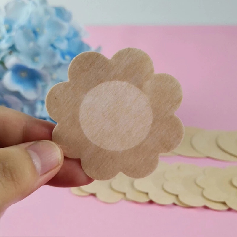 1 cặp miếng dán ngực silicone hình cánh hoa bằng vải không dệt vô hình tự dính dùng một lần
