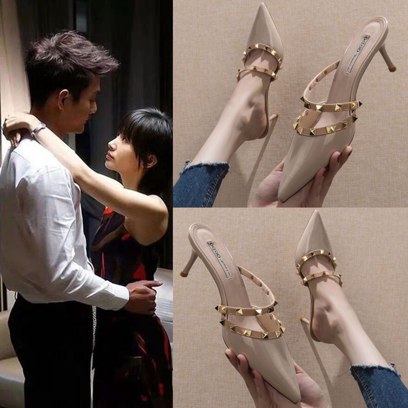 Giày Cao Gót Sandal Nữ Mũi Nhọn Cao 7cm = 2.75inch Thời Trang