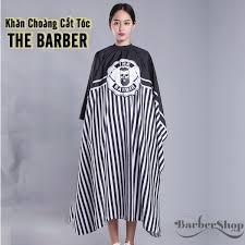 Áo Choàng Cắt Tóc Barber Khổ 160x140cm, Khăn Choàng Cắt Tóc Barber Hình Đầu Người Sọc Đen.(Ảnh thật)