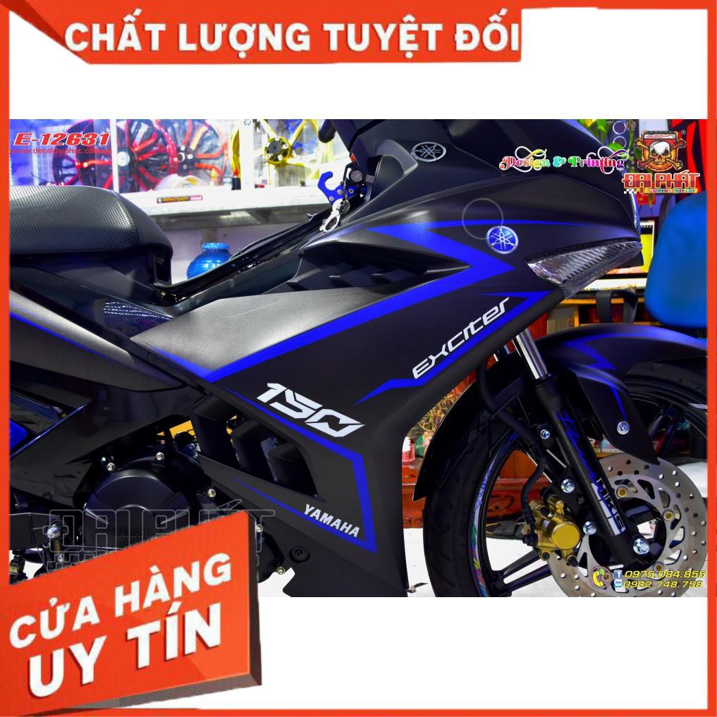 Tem Trùm Xe Exciter 150 Tem Chỉ Xanh Đen