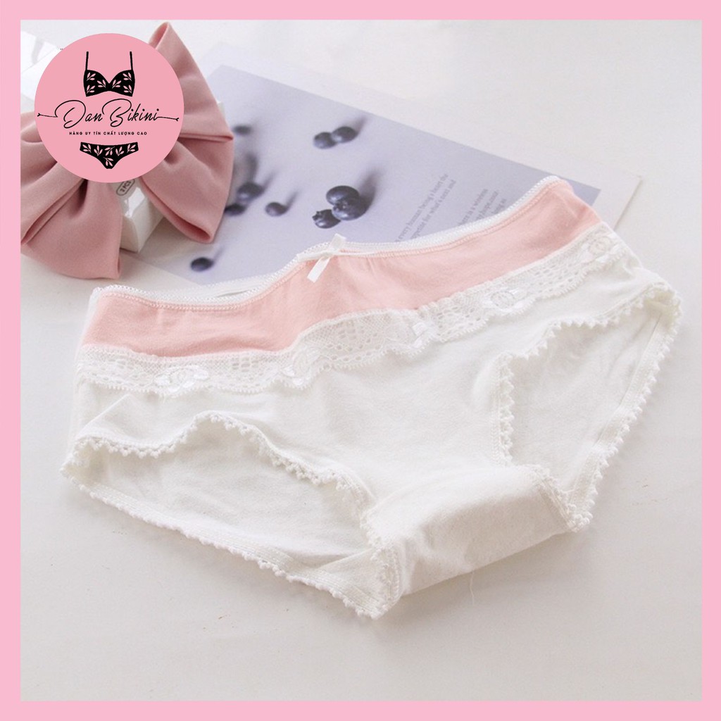 Quần Lót Nữ Cotton 100% kháng khuẩn phối viền ren đính nơ điệu đã mã B809 | BigBuy360 - bigbuy360.vn