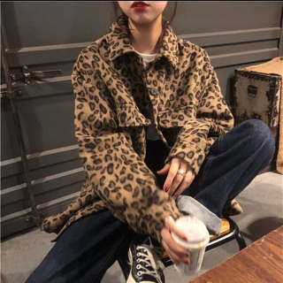[có sẵn]Áo khoác sơ mi da báo chất dạ thu đông áo khoác da beo phong cách Mai Âm Nhạc Chaiko Studio