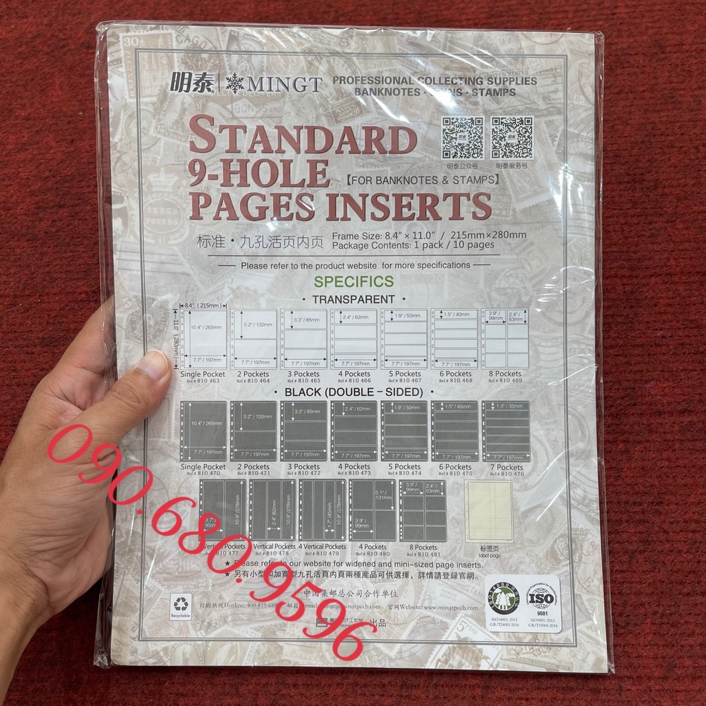 Combo 10 Lá Phơi Đựng Tem 6 Ngăn, Chính Hãng Mingt PCCB 9 Lổ