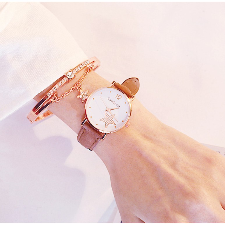 (Ko tặng lắc) Đồng hồ thời trang nữ Candycat C1 dây da lộn mặt ngôi sao | BigBuy360 - bigbuy360.vn