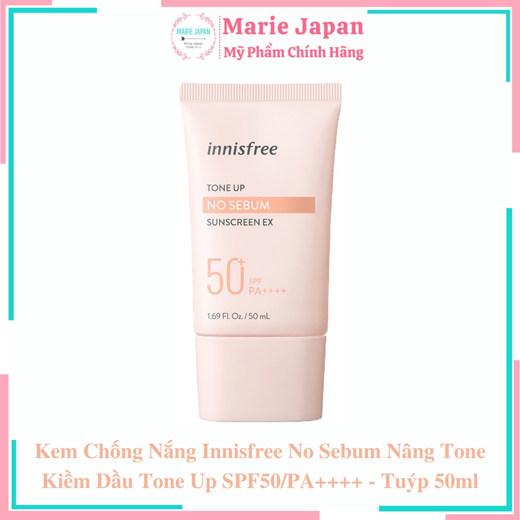 Kem Chống Nắng Innisfree No Sebum Nâng Tone, Kiềm Dầu Tone Up SPF50/PA++++ - Tuýp 50ml