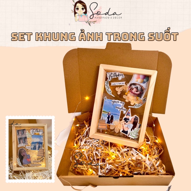 (Ảnh thật kèm Clip) Khung ảnh/Khung gỗ trong suốt